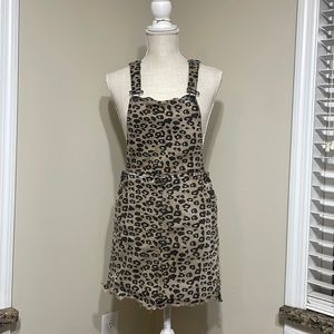 Jean Leopard print overall dress